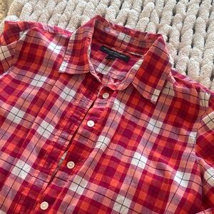 Banana Republic Red and White Plaid Women's Button Down Shirt